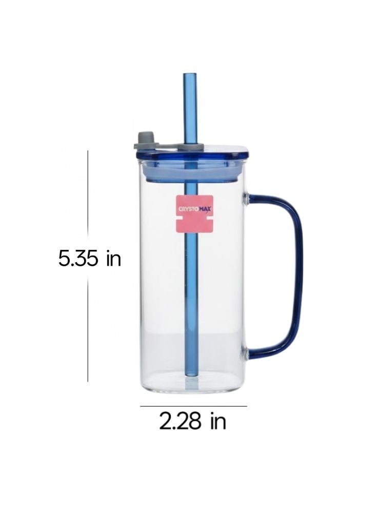 CrystoMax Glass Tumbler with Straw & Lid – High Borosilicate Reusable Drink Cup - Image 2